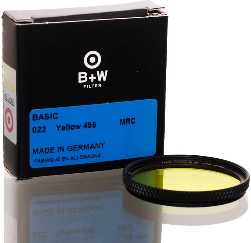 B+W BASIC 022 Yellow MRC 495 39мм. Светофильтр жёлтый для черно-белой съемки — фото 2