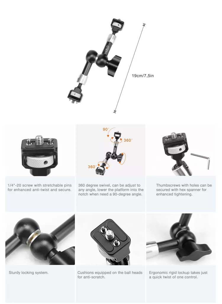 E-IMAGE EI-A76P 7" Micro Arm with Anti-Rotation Кронштейн шарнирный