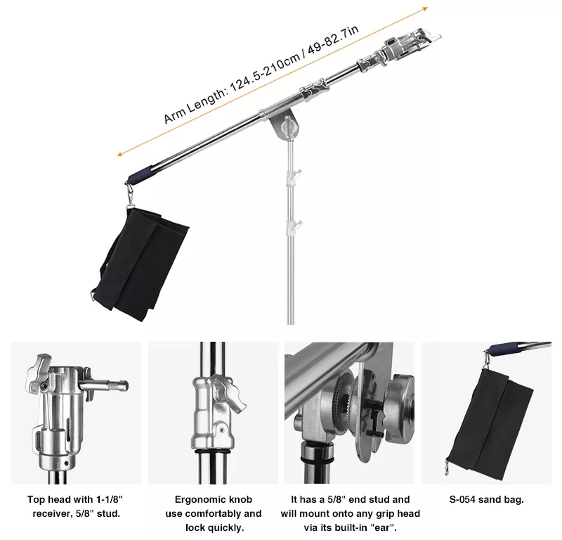 E-IMAGE EI-B96 Steel boom arm 124.5 - 210 cm ↓5 kg Журавль