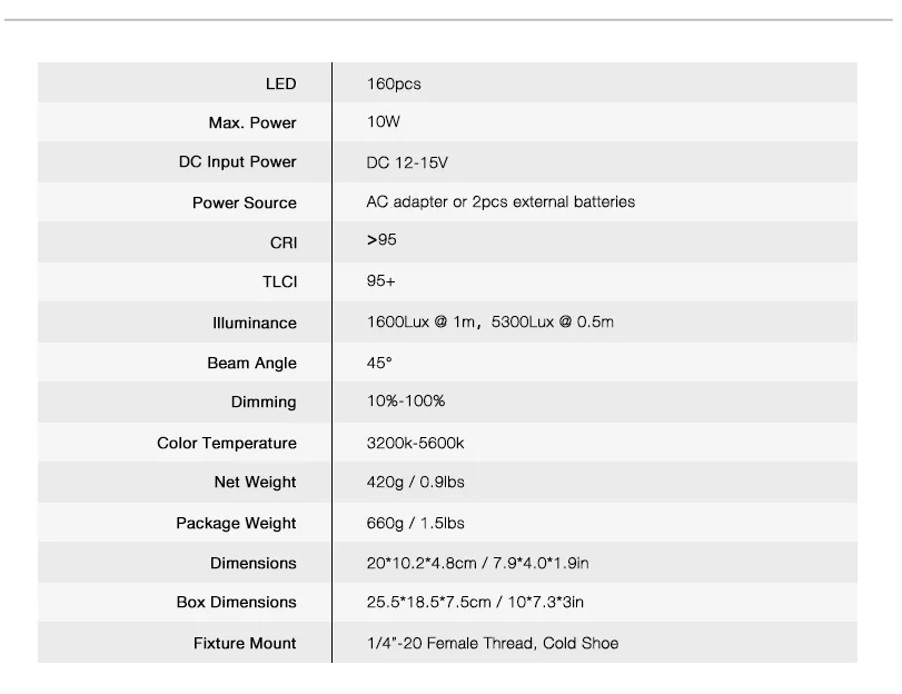 E-IMAGE E-160 On-camera Bi-color LED Light Светодиодный осветитель