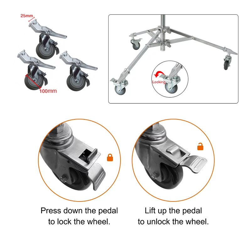 E-IMAGE HS03-W Wheels for Stands w/25*25 mm leg Комплект колес