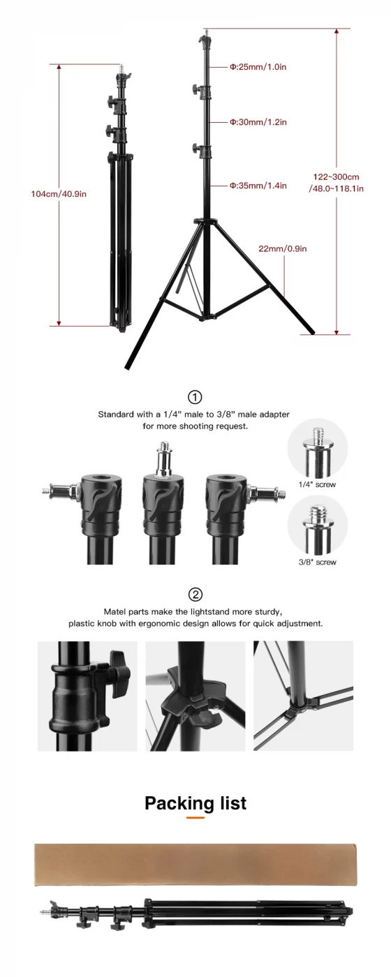 E-IMAGE LS-PRO30 Air-Cushioned heavy duty stand Стойка (104-300 см ↓8 кг) с возд. аморт.