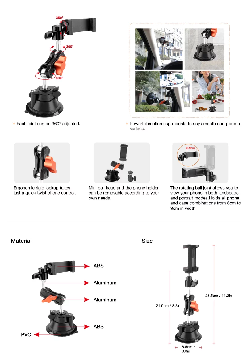 E-IMAGE SHM-10 Suction cup for phone holder mount Вакуумный держатель для установки смартфона