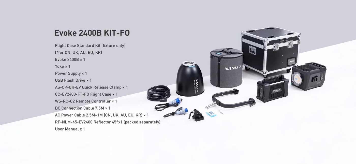 Осветительный прибор в кофре NANLUX Evoke 2400B Bi-color Spot Light with Reflector 45° in Flight case